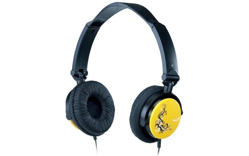 Genius Headsets { Yellow color / foldable / built in MIC / omni directional microphone / 40 mm unit driver } HS – 410F